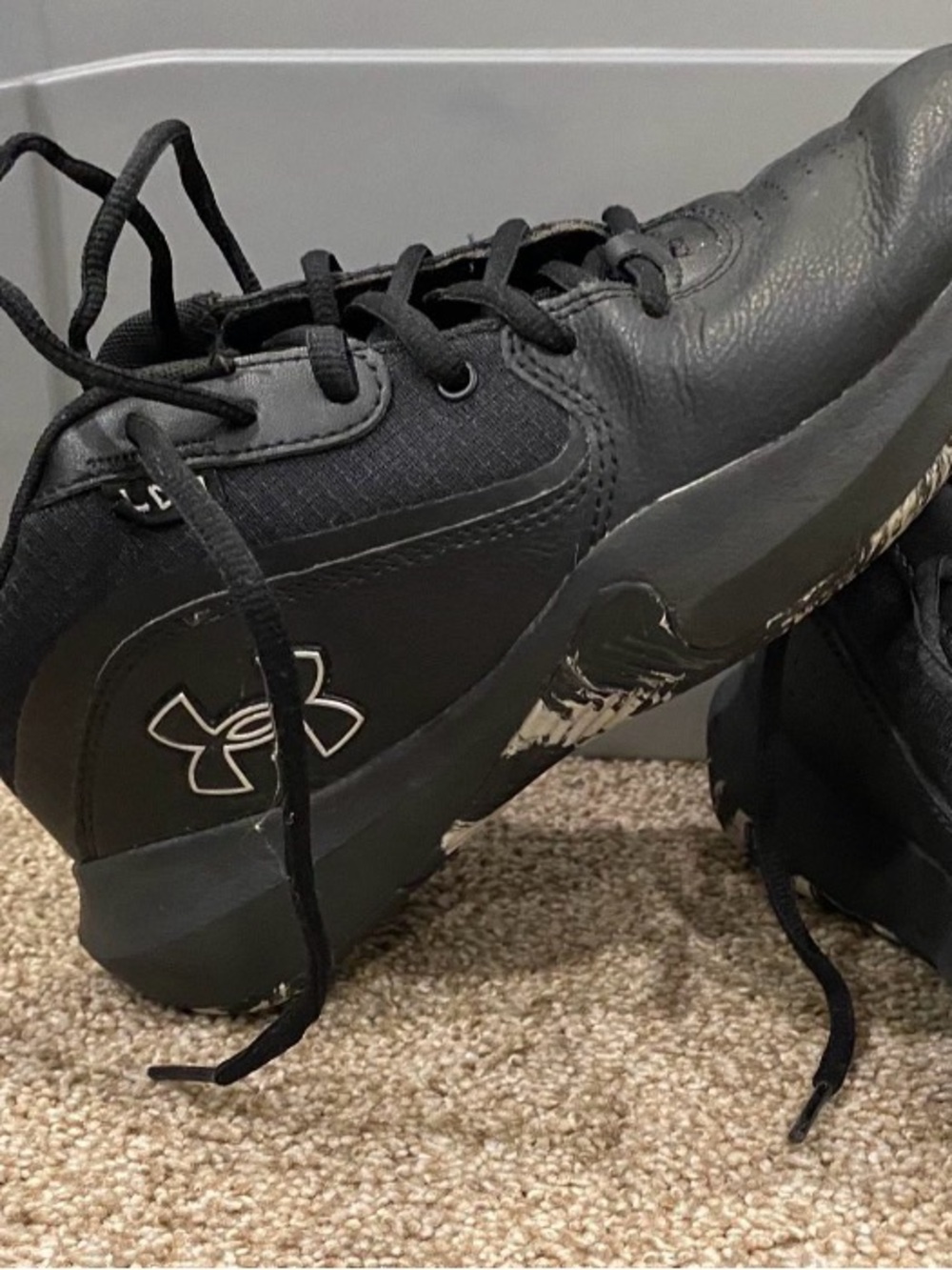 Under Armour Kids Black Basketball Shoes with White Marbled Outsole